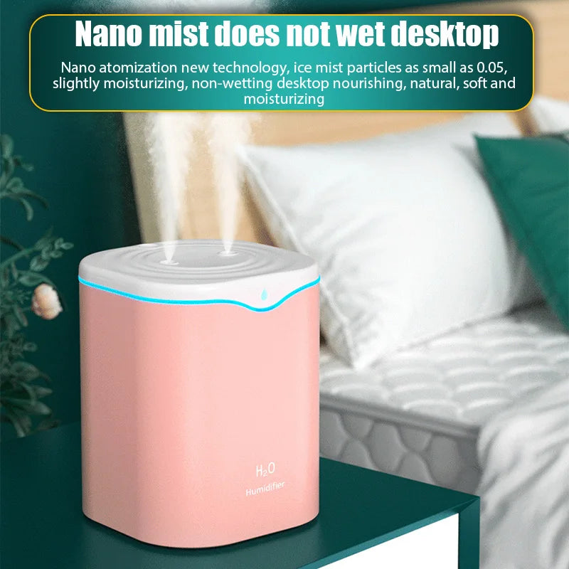 2000ML USB Air Humidifier Large Capacity Home Office Double Spray Port Essential Oil Diffuser Aroma Humificador Mist