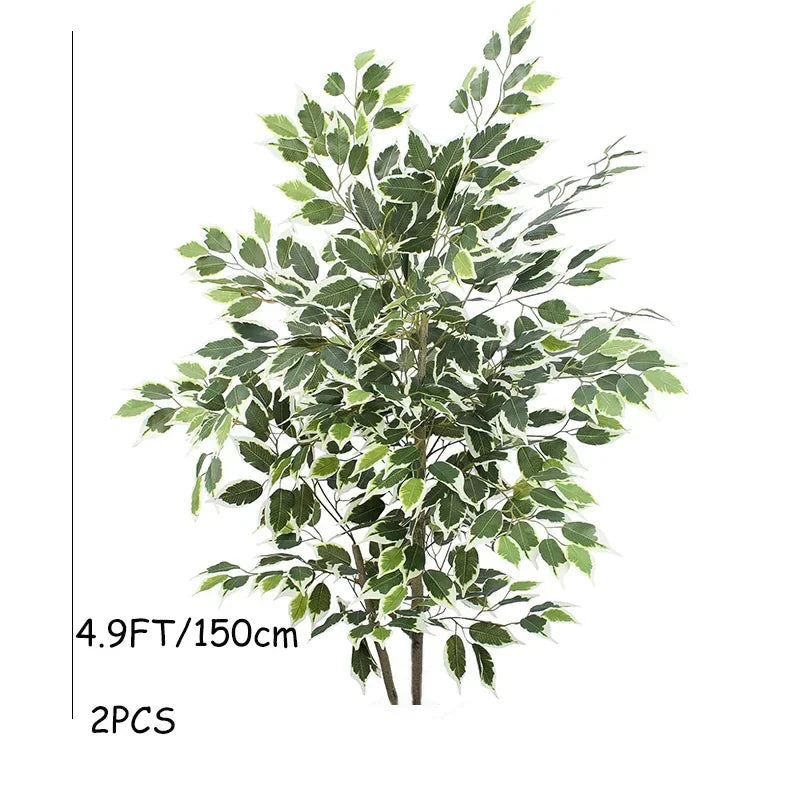 3-6Ft Large Artificia Ficus Tree Fake Plants Plastic Palm Tree Real Touch Banyan Leaves for Home Garden Shop Office