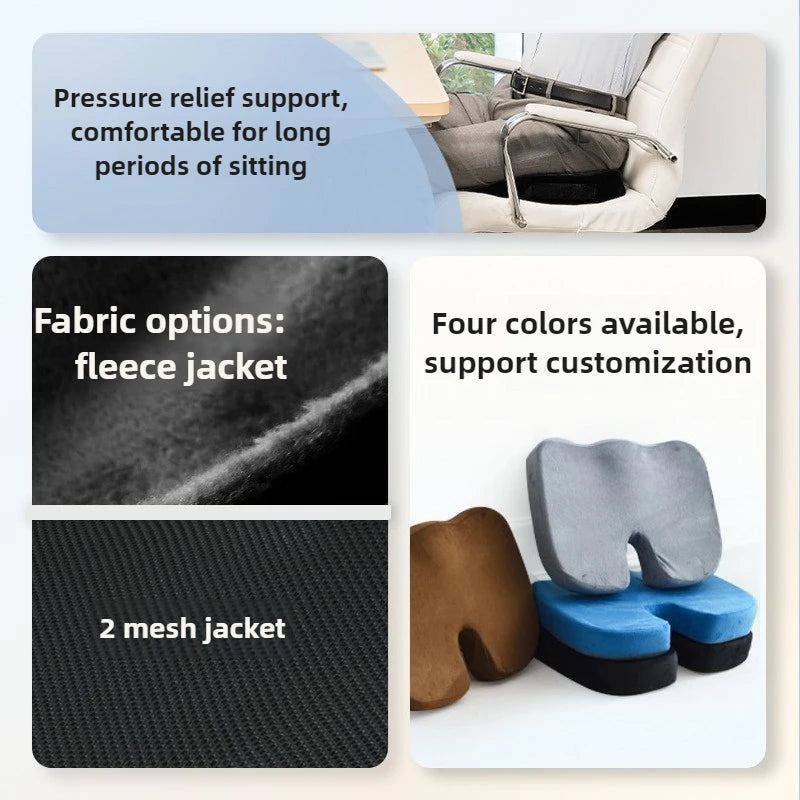 Gel Memory Foam Seat Cushion for Office Chair Car Orthopedic Hemorrhoid Pillow with Mesh Cover Tailbone Pain Relief &