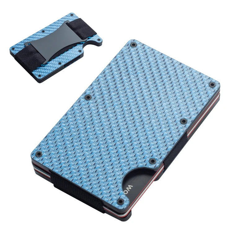 Forged Carbon Fiber Card Holder Wallet Men Clip Money Bag Cardholder Aluminium Metal RFID Slim Luxury Cartera Hombre
