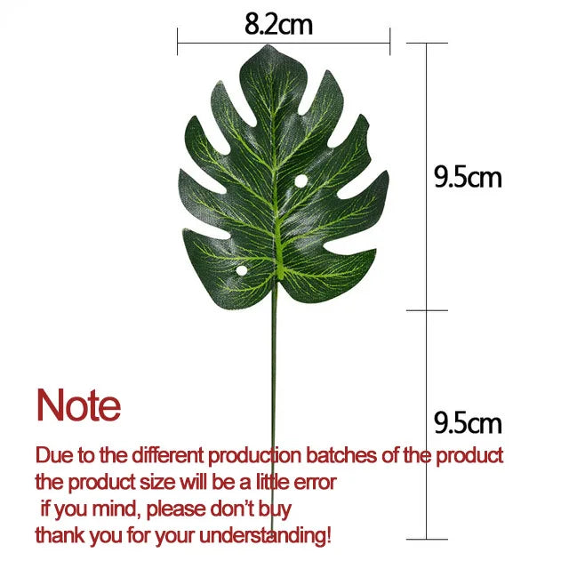 10-20 Pcs Artificial Plants Tropical Monstera Palm Leaves Simulation Leaf For Hawaiian Theme Party Decor Home Garden