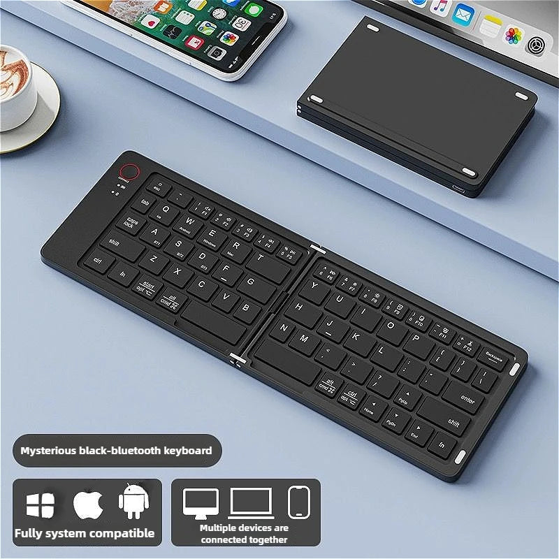 MINGCVIL Mini Foldable Wireless Keyboard Slim Portable Bluetooth Keyboard Rechargeable Folding Keyboard for IOS Windows