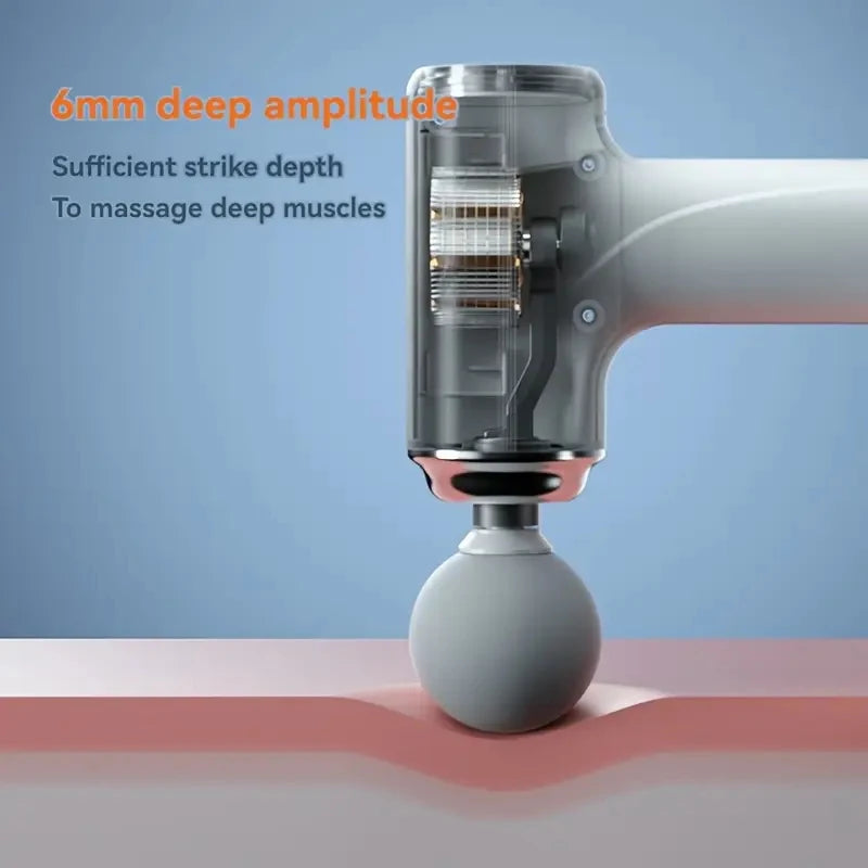 A Portable Electric Fascia Massage Gun 4 Replaceable Massage Heads 6-Speed Mode Adjustment Deep Tissue Impact Muscles