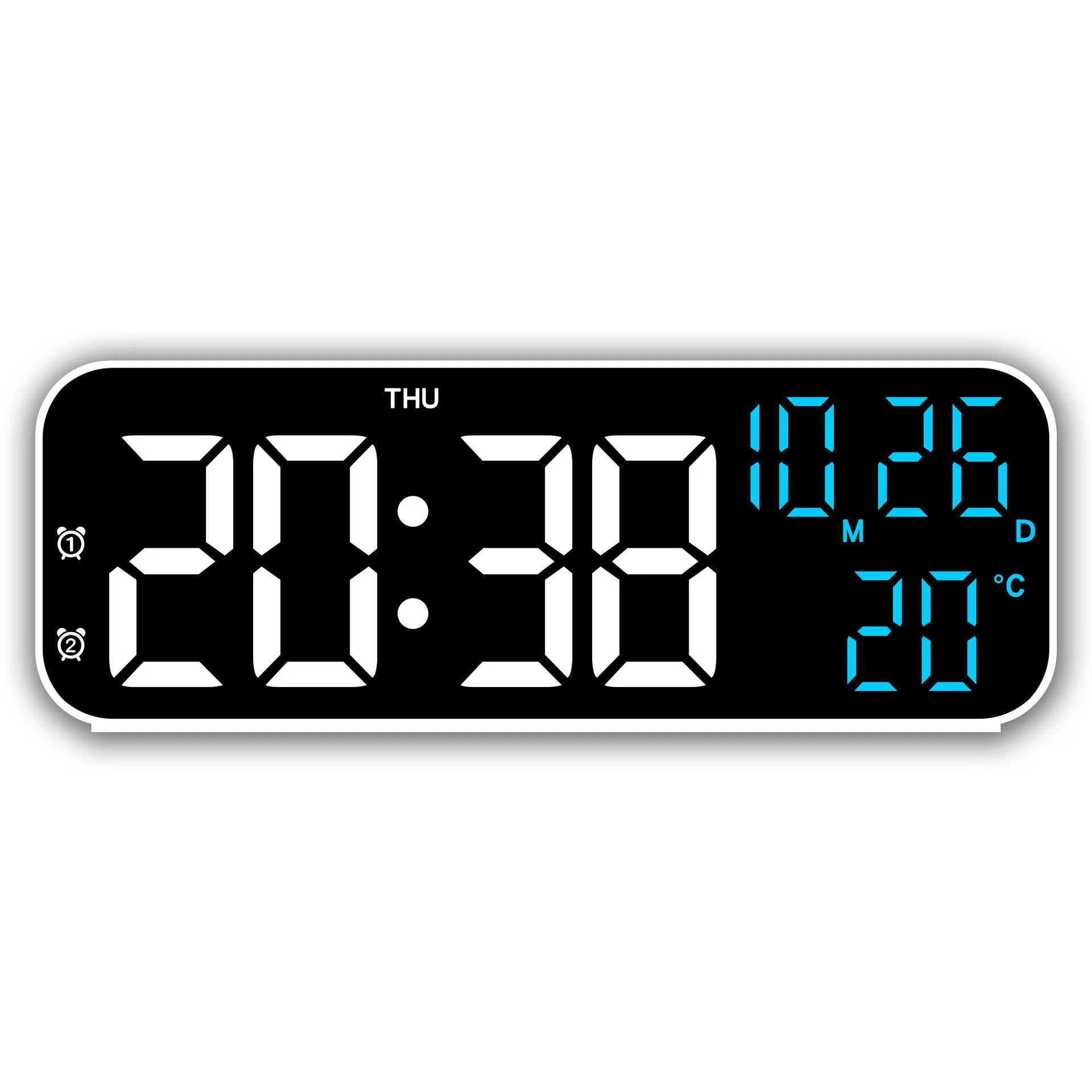 Digital Alarm Clock Temperature and Date Week Display Night Mode Table Clock Voice Control 12/24H Electronic LED Alarm