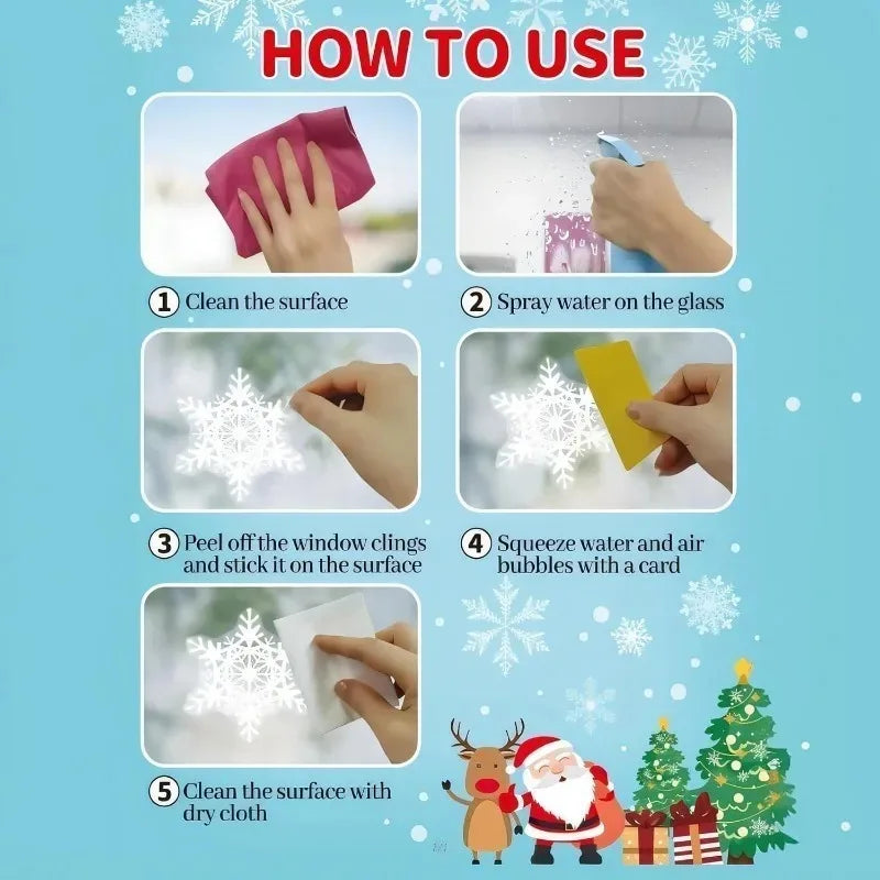 PVC Self Adhesive Christmas Window Sticker White Snowflake Holiday Decoration for Home Office Shop Festive Decor
