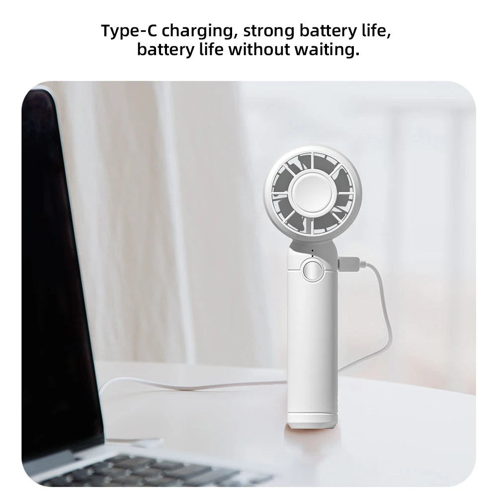 2025 USB Mini Fan Rechargeable Mini Fan Portable Handheld Cooling Fan for Office Travel outdoor camping - WHITE