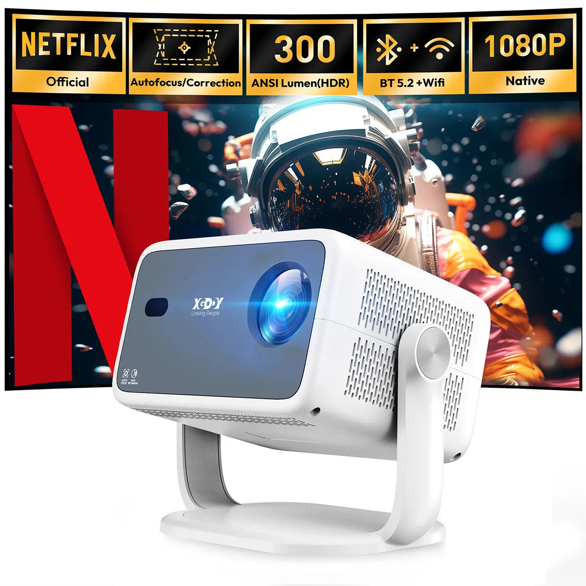 XGODY Gimbal N6 Projector Full HD 1080P 2.4G 5G WiFi LCD LED Video Movie Beam Android Projector Home Theater Cinema