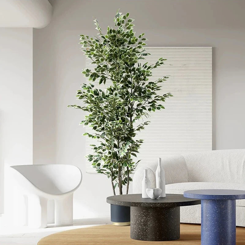 3-6Ft Large Artificia Ficus Tree Fake Plants Plastic Palm Tree Real Touch Banyan Leaves for Home Garden Shop Office
