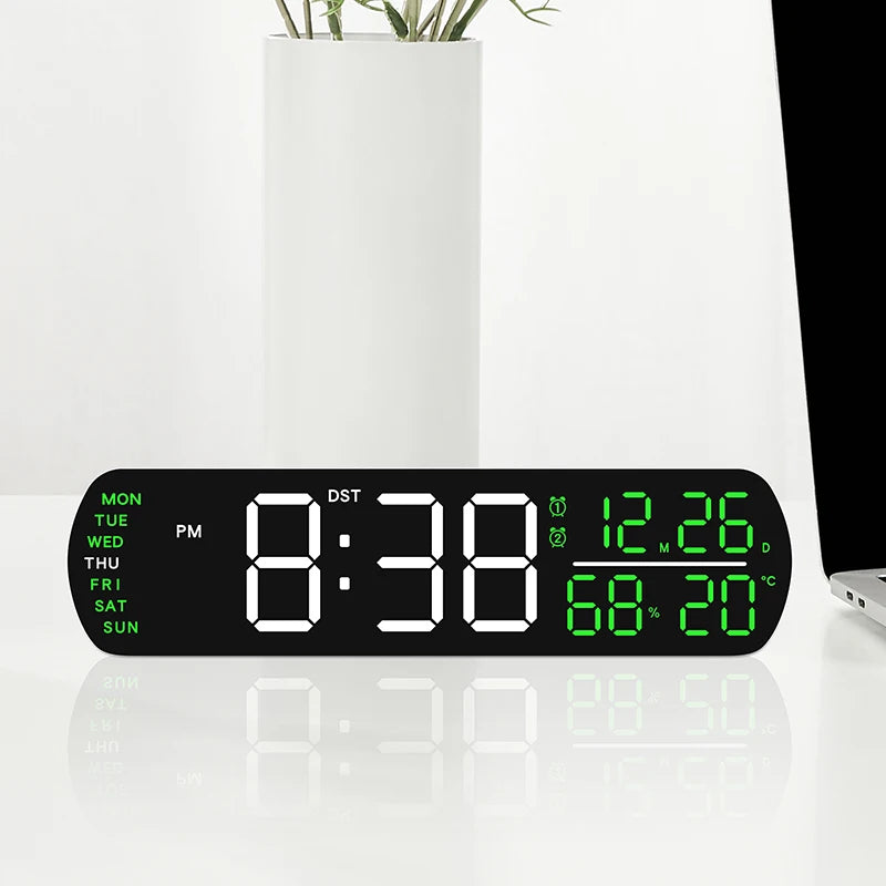LED Alarm Clock TEMP Humidity Date Week Display Dual Alarm Timer Countdown DST Snooze Auto Dimming 12/24H Digital Table