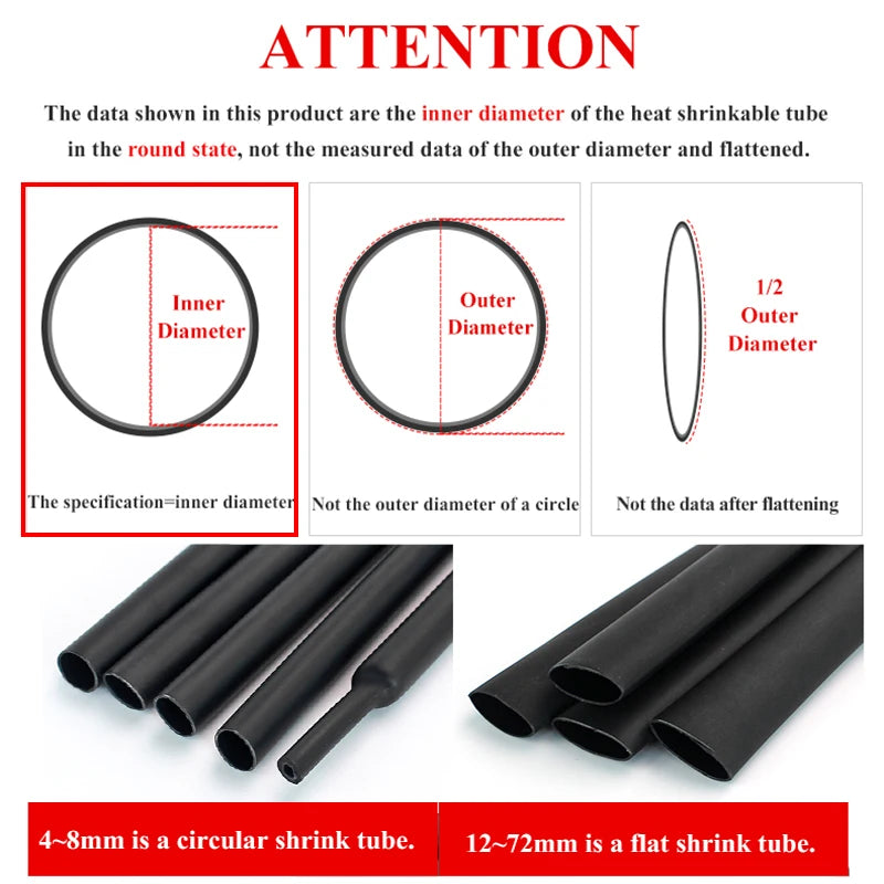 4mm-72mm 4:1 Heat Shrink Tube with Glue Tubing Adhesive Lined Dual Wall Heatshrink Shrinkable Shrink Wrap Wire Cable