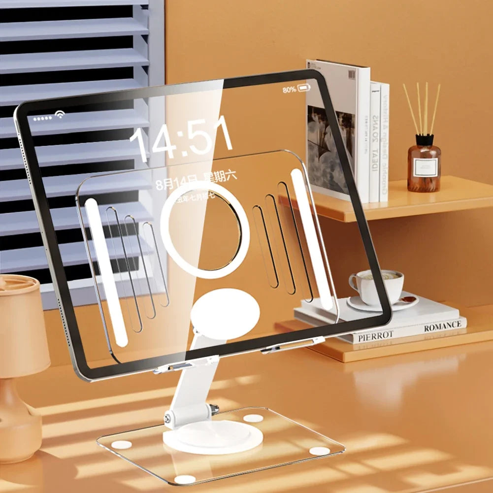 Foldable Reading Book Stand 360 Rotating Multifunctional Laptop Tablet Holder Adjustable Bracket Holder Acrylic