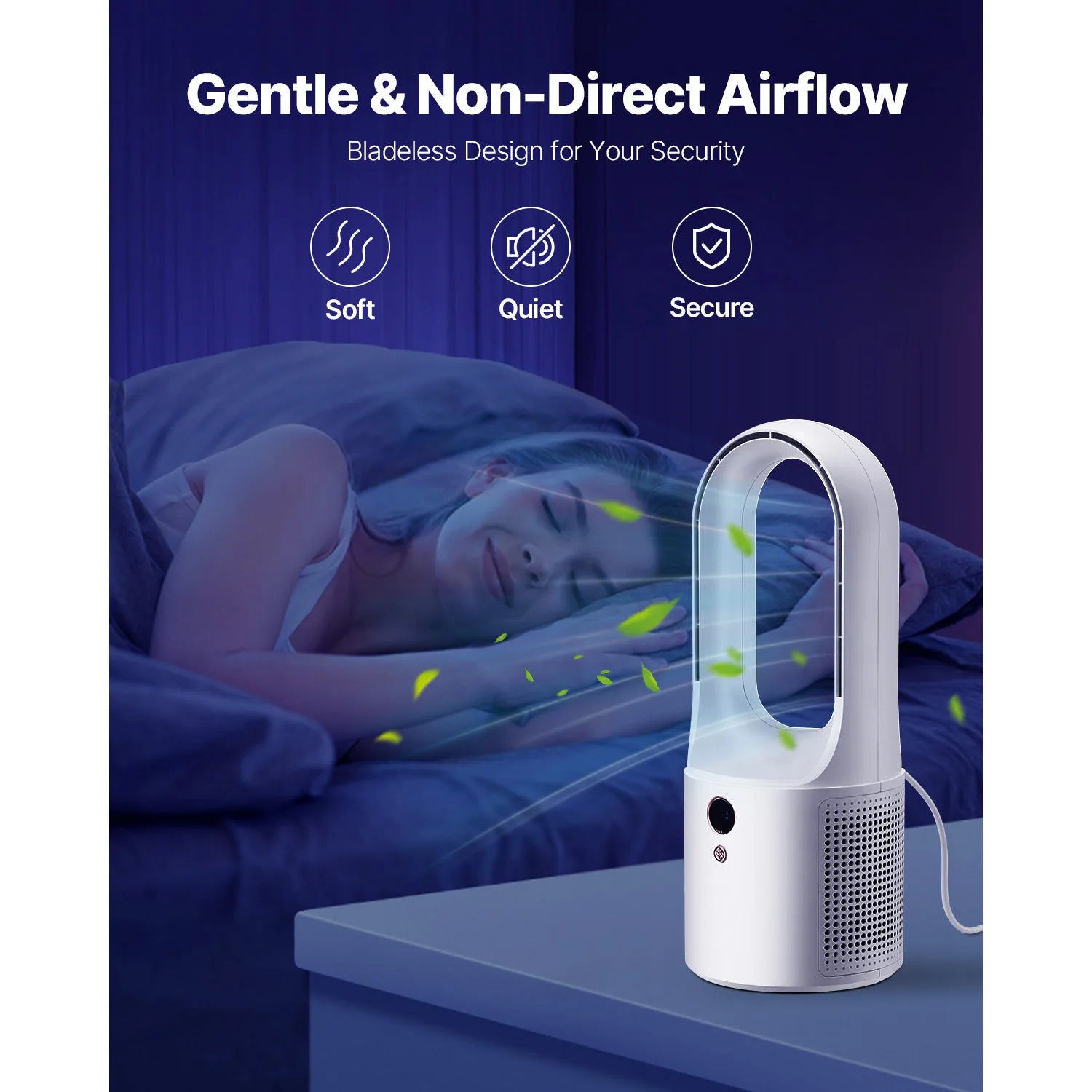 SucceBuy Desk Fan Bladeless 12.99 In Kids-Friendly Personal Portable Desk Fan 6-Speed USB Quiet Cooling Small Tower Fan