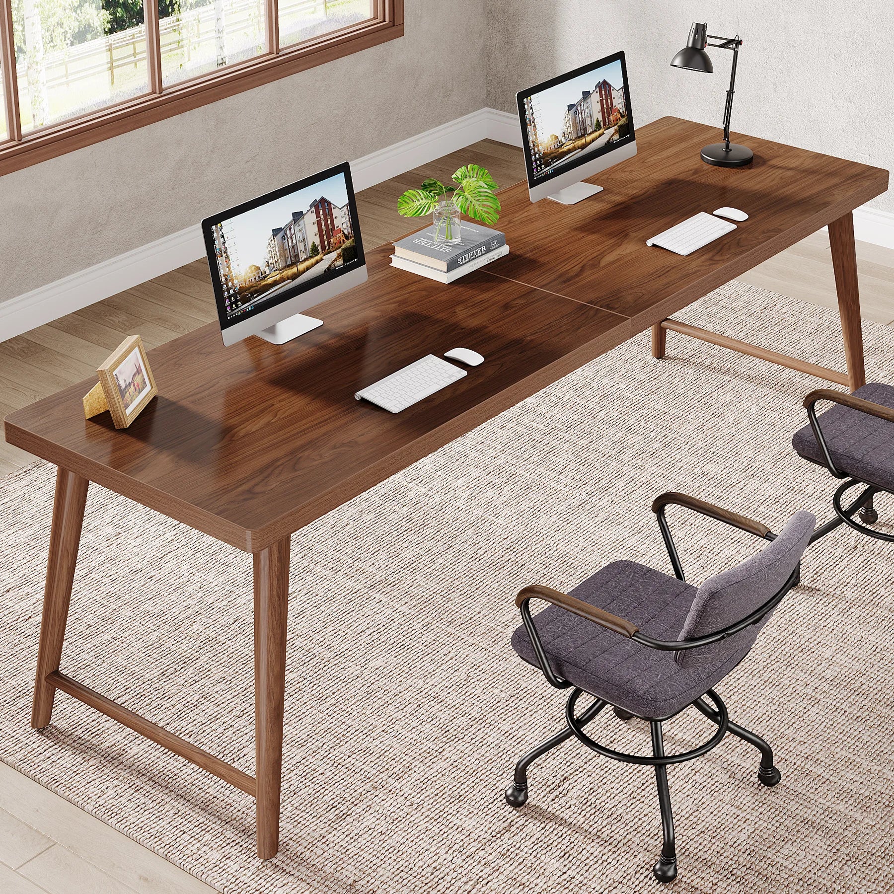 Tribesigns 78.7’’ Extra Long Desk Large 2-Person Computer Desk Writing Desk Double Home Office Desk Study Work Table