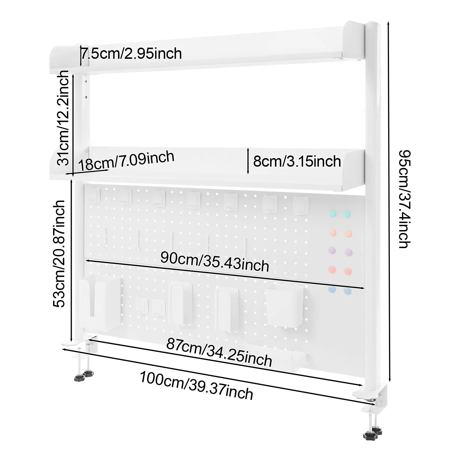 Desktop Bookshelf Multipurpose Clip-on Desk Organiser Countertop Clip-on Bookshelf Clip-on Desk Organiser - WHITE