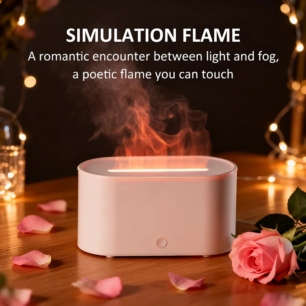 1PC USB Powered Mini Air Humidifier with Colorful Flame Lights Aroma Diffuser Perfect Essential Oil Diffuser for Home