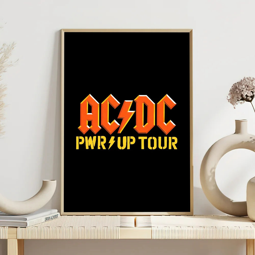 Band ACDC Music Poster Self Adhesive Painting Living Room Office Decoration Bedroom Home Wall Sticker Prints - z6
