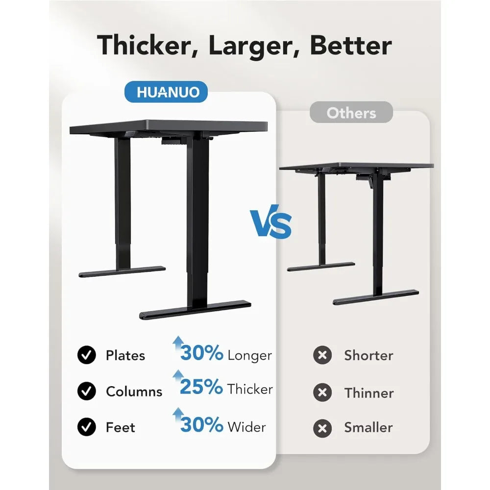HUANUO 71 x 30 inch Electric Standing Desk Powerful Brushless Motor Large Height Adjustable Table,Thick T-Shaped Frame