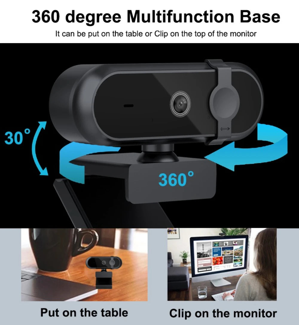 4K 2K Autofoucs Microphone Webcam 30fps Full HD for Gamer Live Video Calling Online Meeting Driver Free USB Plug