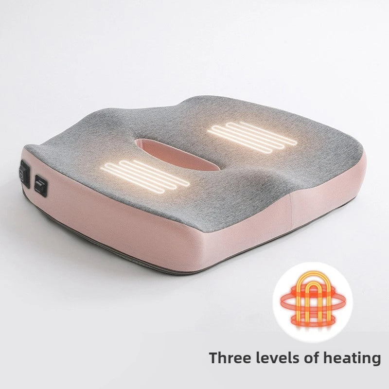 Heated Cushion Memory Foam Orthopedic Lumbar Support Tailbone Pain Relief Office Chair Car Cushion for Women & Men
