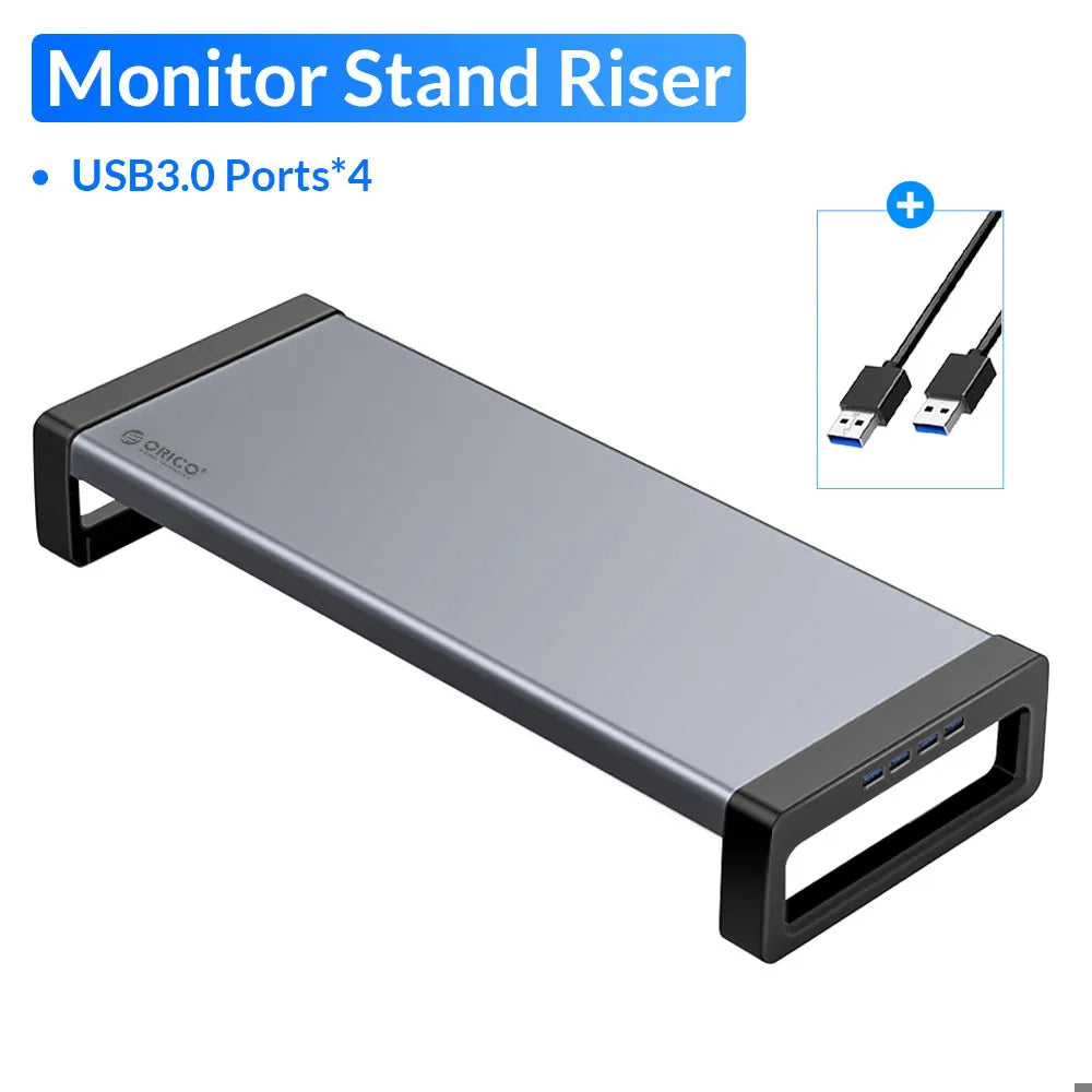 ORICO Aluminum Monitor Stand Riser Wood Computer Universal Desktop Holder Bracket Organizer for PC Laptop MacBook Home