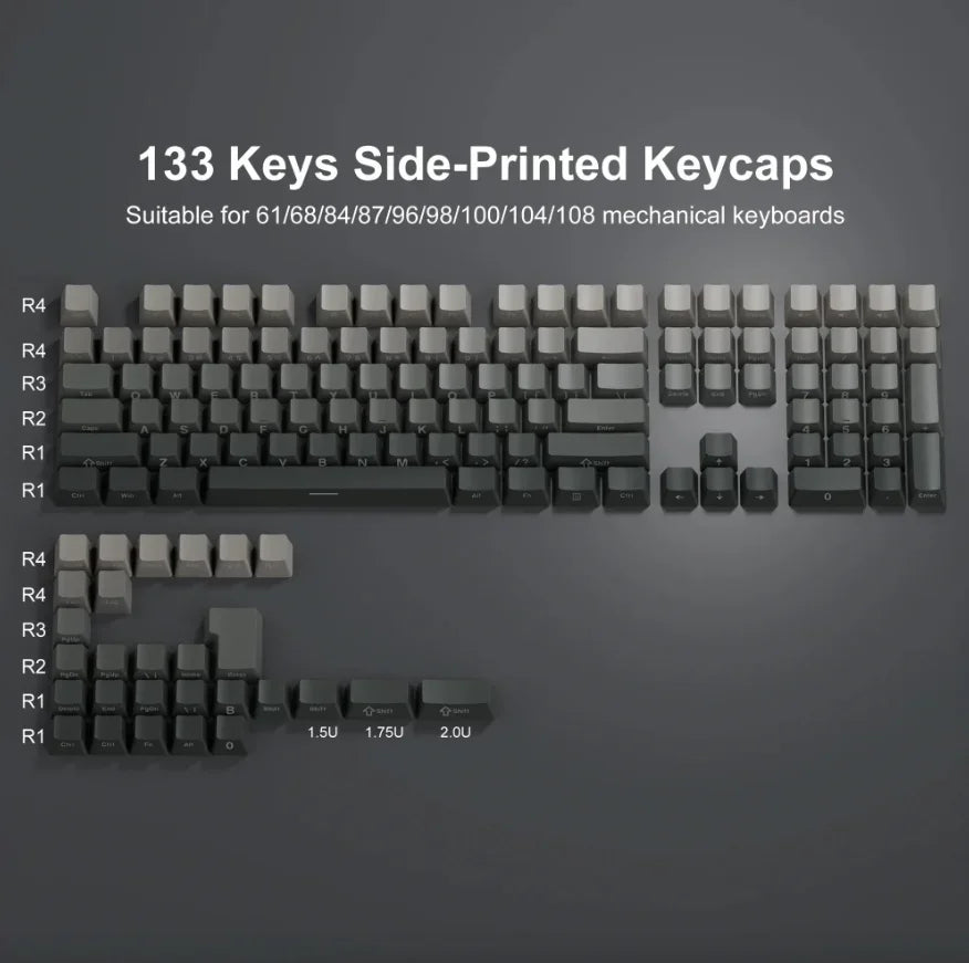 OEM Profile Gradient Keycaps ISO Enter Side Printed PBT Double Shot Keycap For Cherry MX Switch Mechanical Keyboard Key