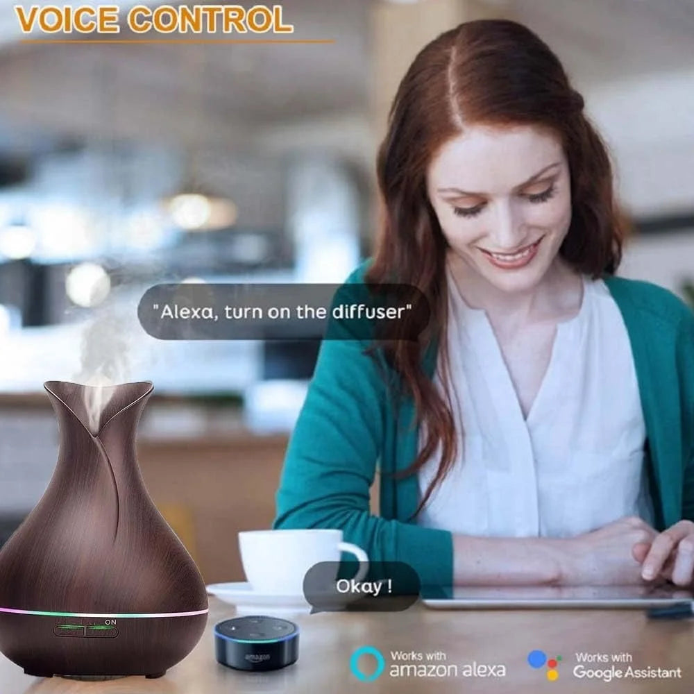 WiFi Aromatherapy Diffuser Essential Oil Smart Control Voice Activated App Scheduling Mood Lighting Ultrasonic Mist