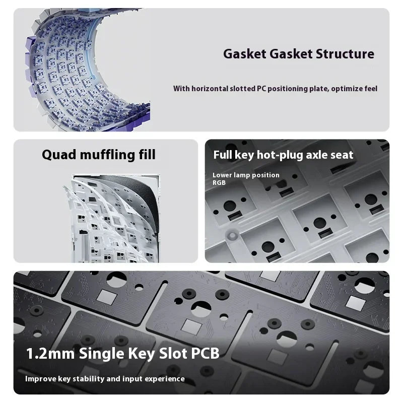 Ajazz Ak820 Mechanical Keyboard Customized Wired/Wireless 3-Mode Hot-Swap Soft Gasket Structure Rgb Backlit 75% Layout