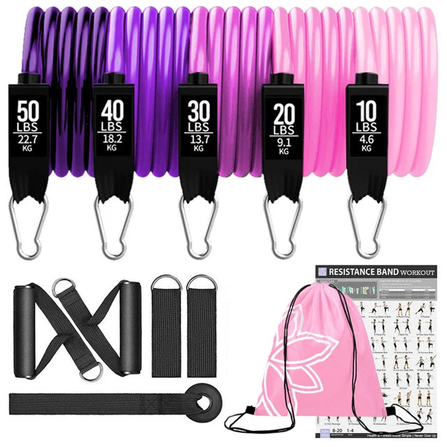 300lb Fitness Booty Resistance Elastic Band Workout for Training Home Exercise Sport Gym Dumbbell Harness Set Expander