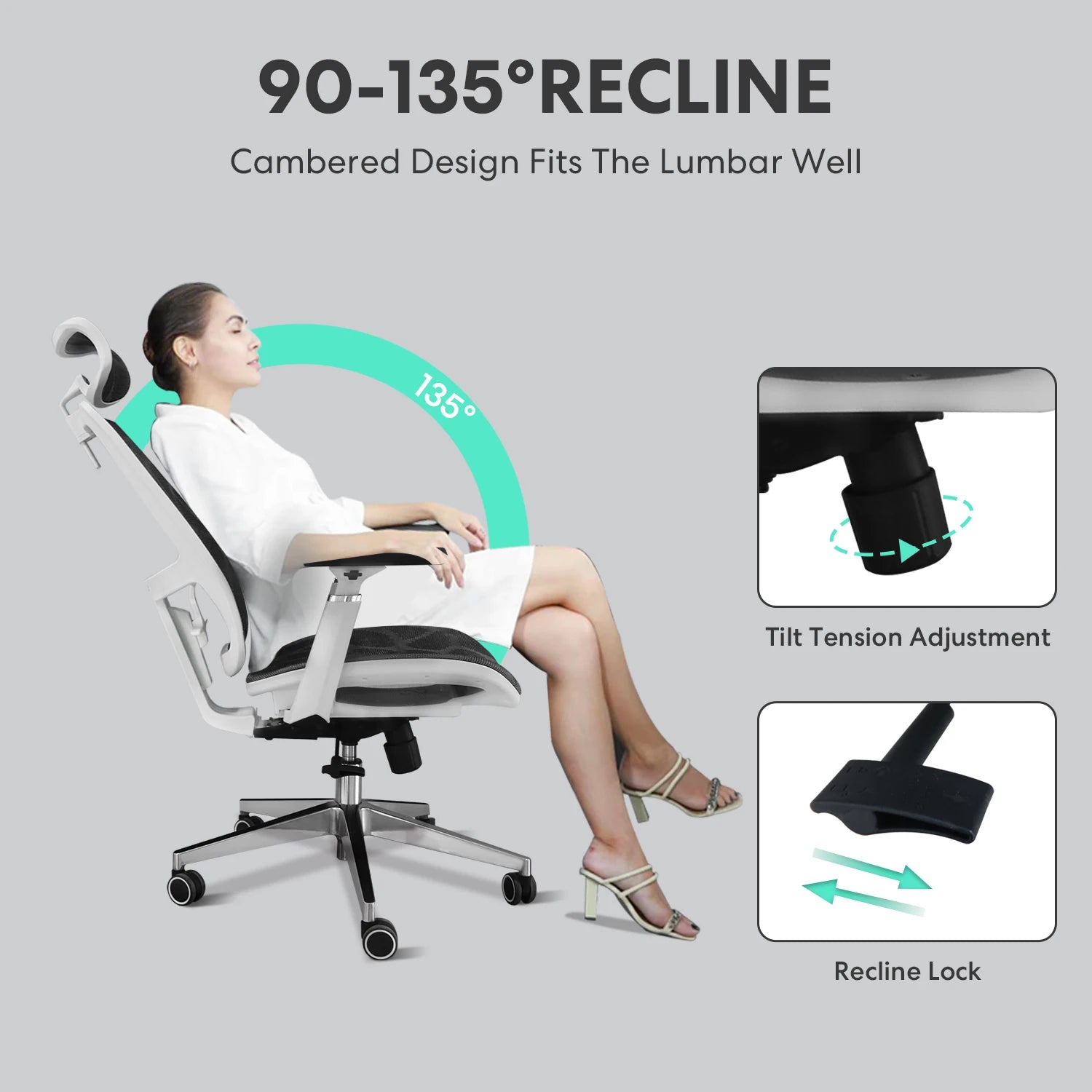 OMESER Ergonomic High Back Chair Mesh Living Room Rocking Gaming Chair Computer Desk Swivel Rolling Lumbar Support