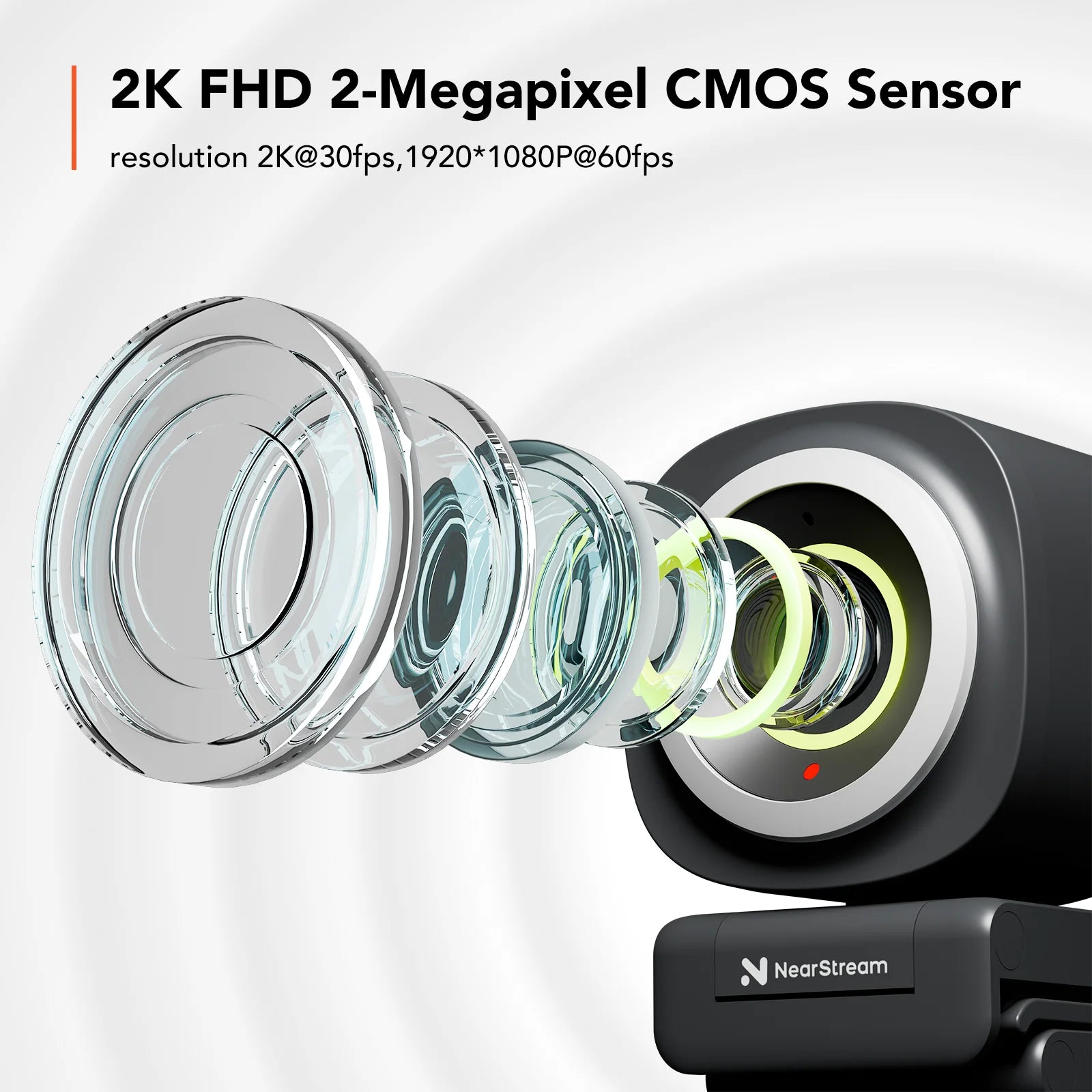 NearStream 1080P@60FPS USB Webcam with AI Noise-Canceling Microphone Software Auto Focus PC Camera With Microphone