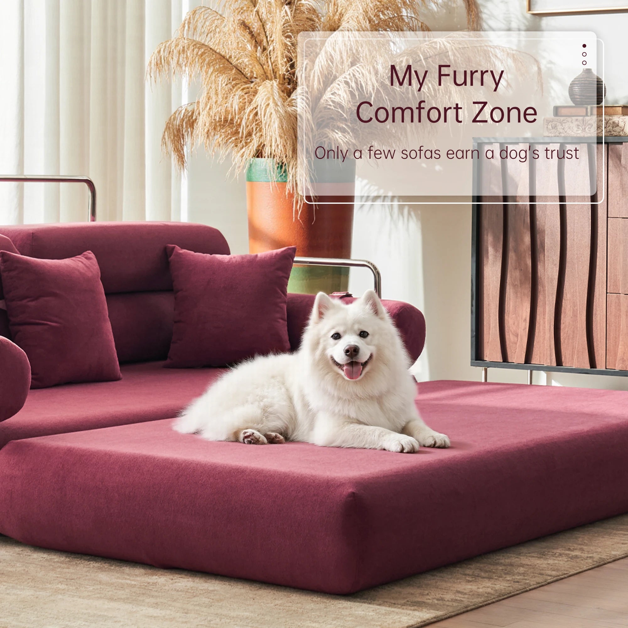 Convertible Sleeper Sofa - 35’’ High-Back Floor Couch Bed - Folding Sofa Bed with Rounded Arm Supports - Floor Sofa