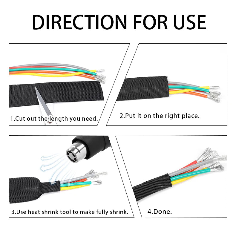 1~50m PET Braided Cable Sleeve Heat Shrink Tube Insulation Flam Retardant Shrinkable Wrap Sheath Wire Protection Cable