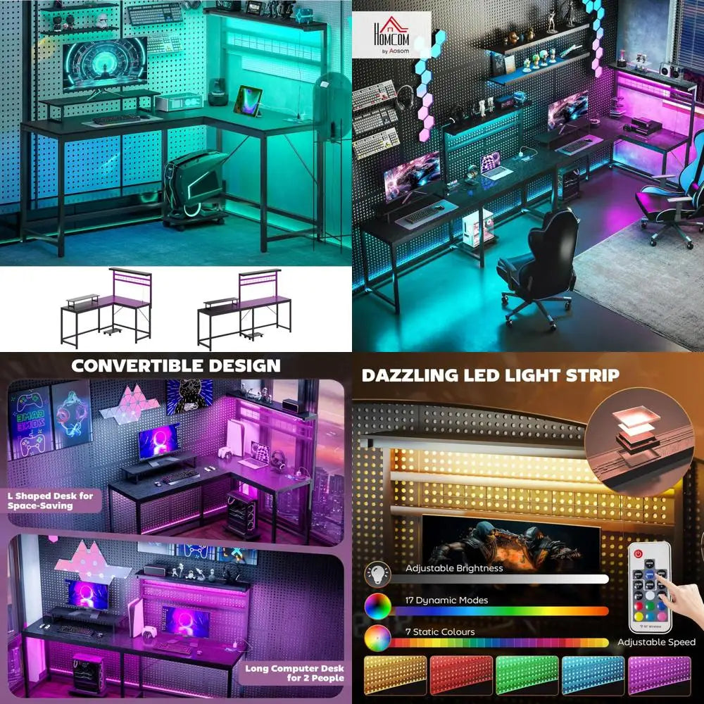 62-l-shaped-gaming-desk-with-power-outlets-led-lights-and-86-2-person-computer-table-with-shelf-and-rolling-cpu-stand