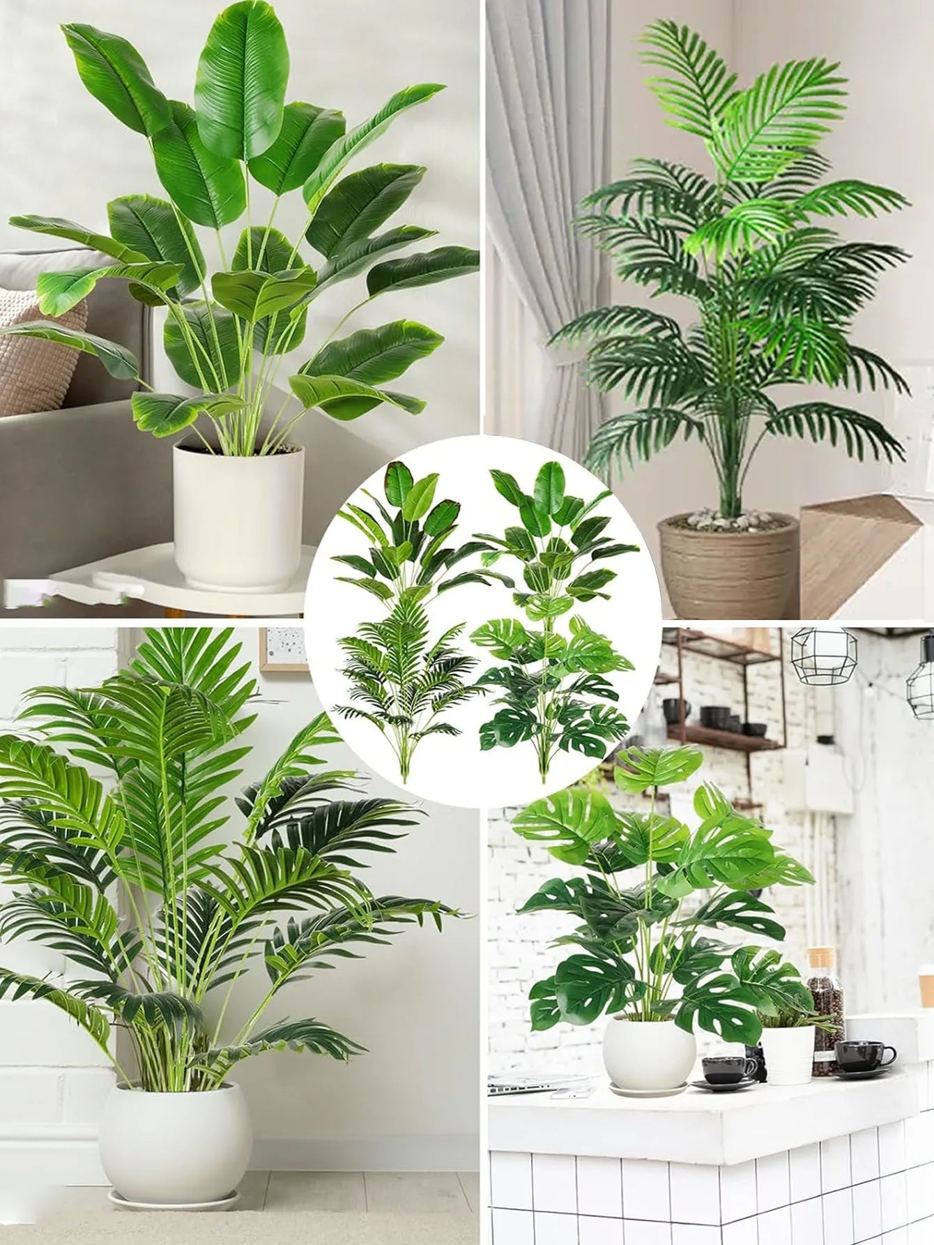 1pc Large Artificial Areca Palm Plant In Pot Plant Faux Tropical Plants Tall Table Palm Tree Home Office Decoration