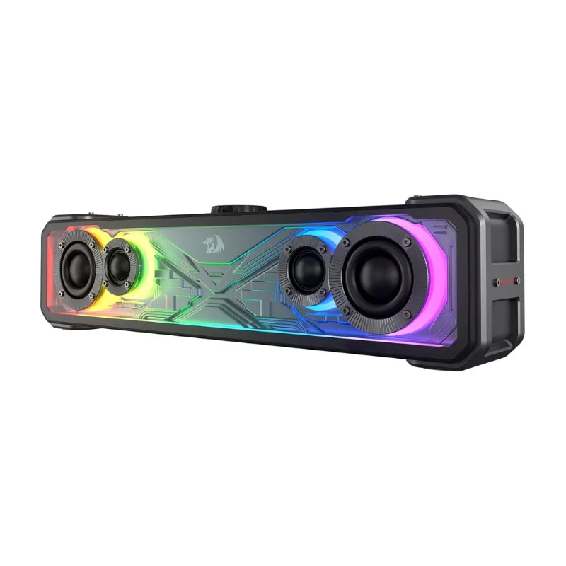 Redragon GS817 RGB 2.0 Channel Stereo Speakers Touch-Control Bluetooth 5.3 & 3.5mm AUX Inputs Desktop Soundbar Black