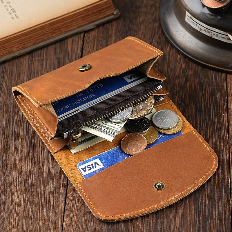 Vintage Card Holder Men Genuine Leather Credit Card Holder Small Wallet Money Bag ID Card Case Mini Purse for Male