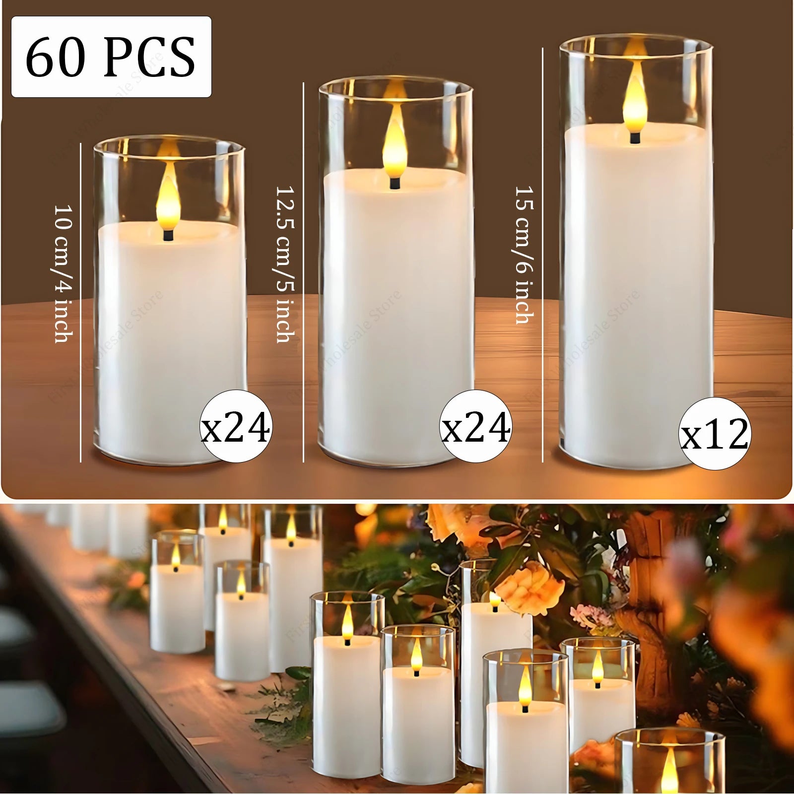 5-120PCS Wedding party Led Candles with Battery Operated Candles Flameless Fake Candles Romantic Ambiance Home Decor