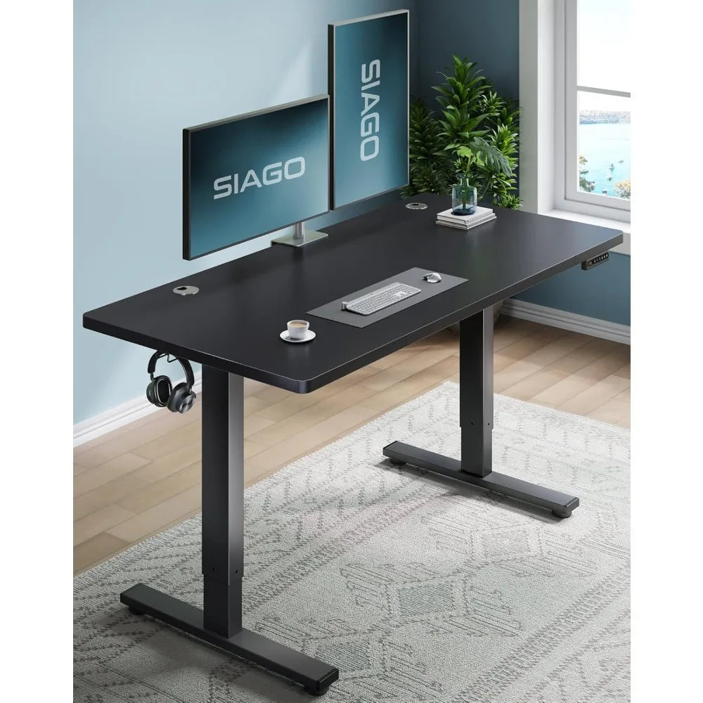 Electric Standing Desk Adjustable - 48 x 24 Inch Sit Stand up Desk with Cable Management - 3 Memory Preset Adjustable