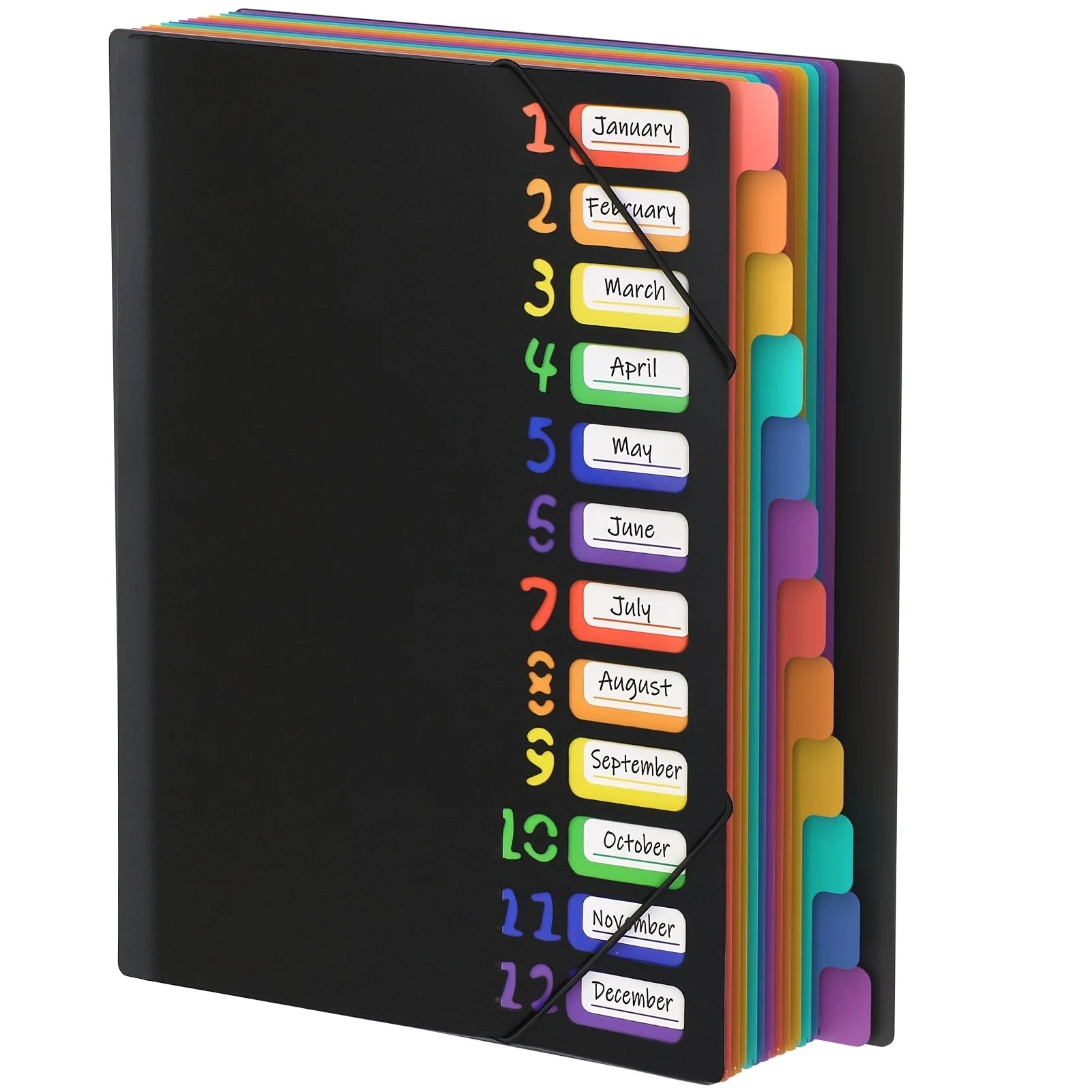 Multi-Layer A4 Folder with Rainbow-Colored Tabs & Monthly Dividers - Durable Plastic Document Organizer for School