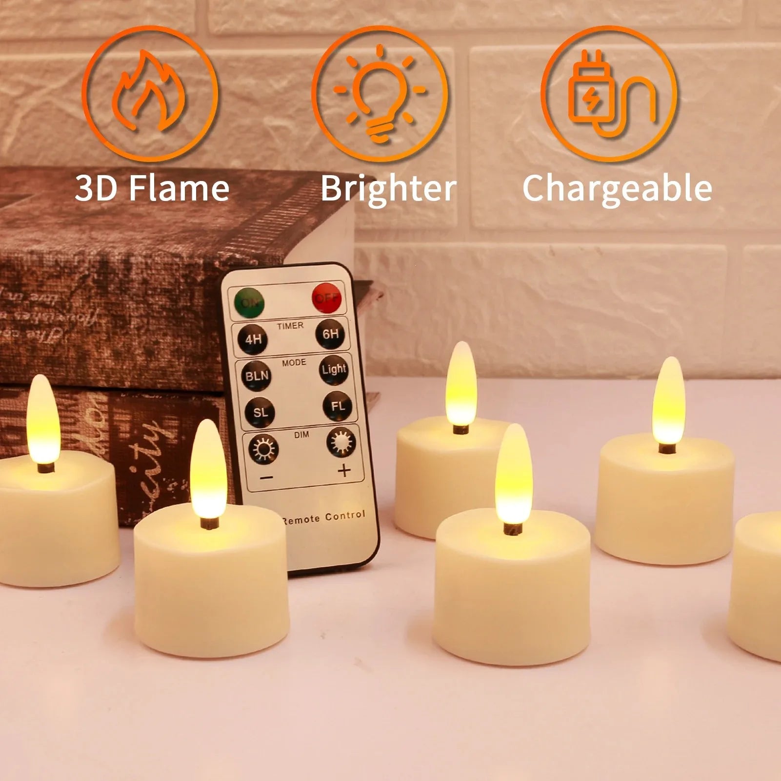 6/12/18/24pcs LED Tea Light Candles Rechargeable Flameless Candles Home Decor Flickering Electronic Candle Lamp