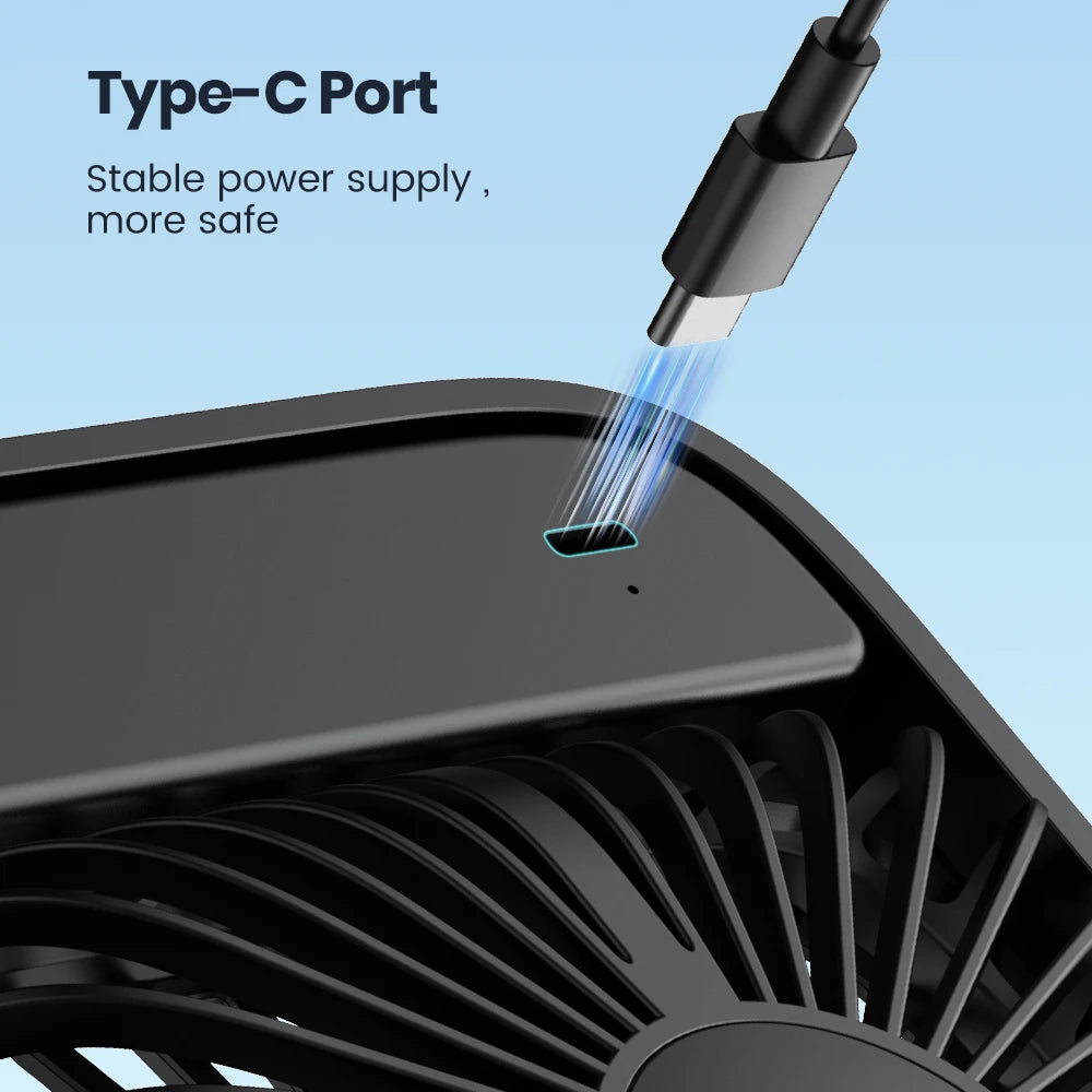 USB Desk Fan 2Pack,USB C Corded Powered Personal Fan,Strong Airflow Quiet,180° Tilt Folding 3 Speeds Wind Small USB