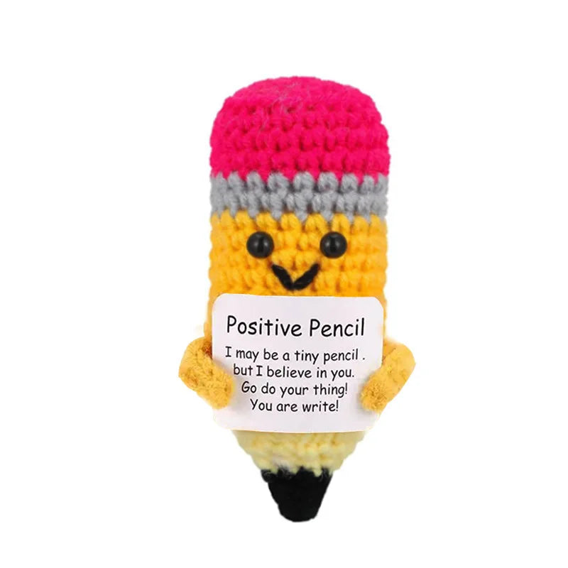 Cute Positive Cat Emotional Support Crochet Animal Funny Gift Desk Decor Christmas Gift - B4