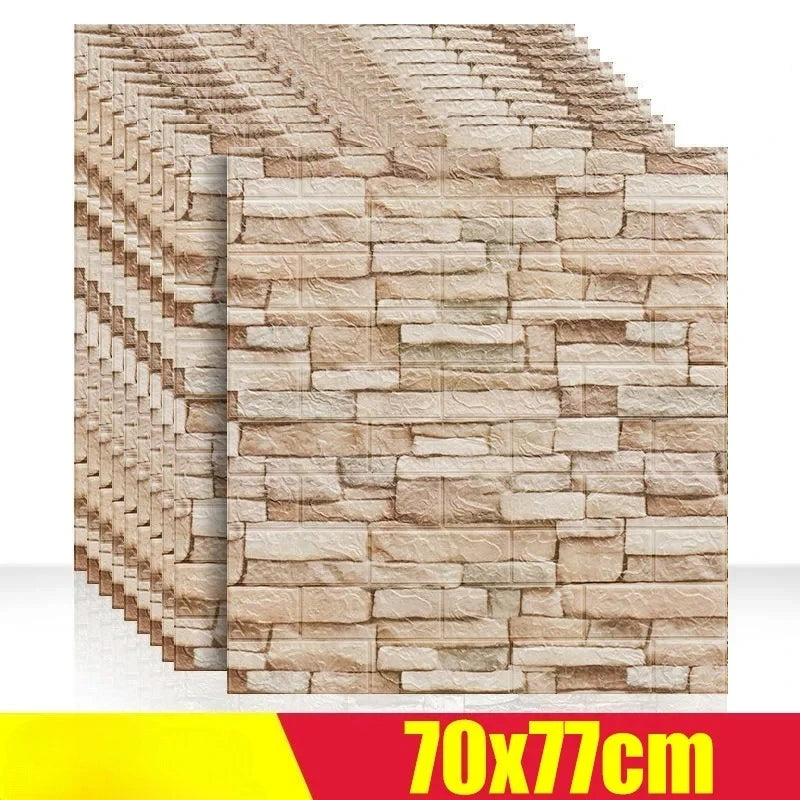 1/5/12pcs Foam 3D Wall Decor Sticker Waterproof Self-adhesive Brick Wallpaper DIY Living Room Wall Sticker Background