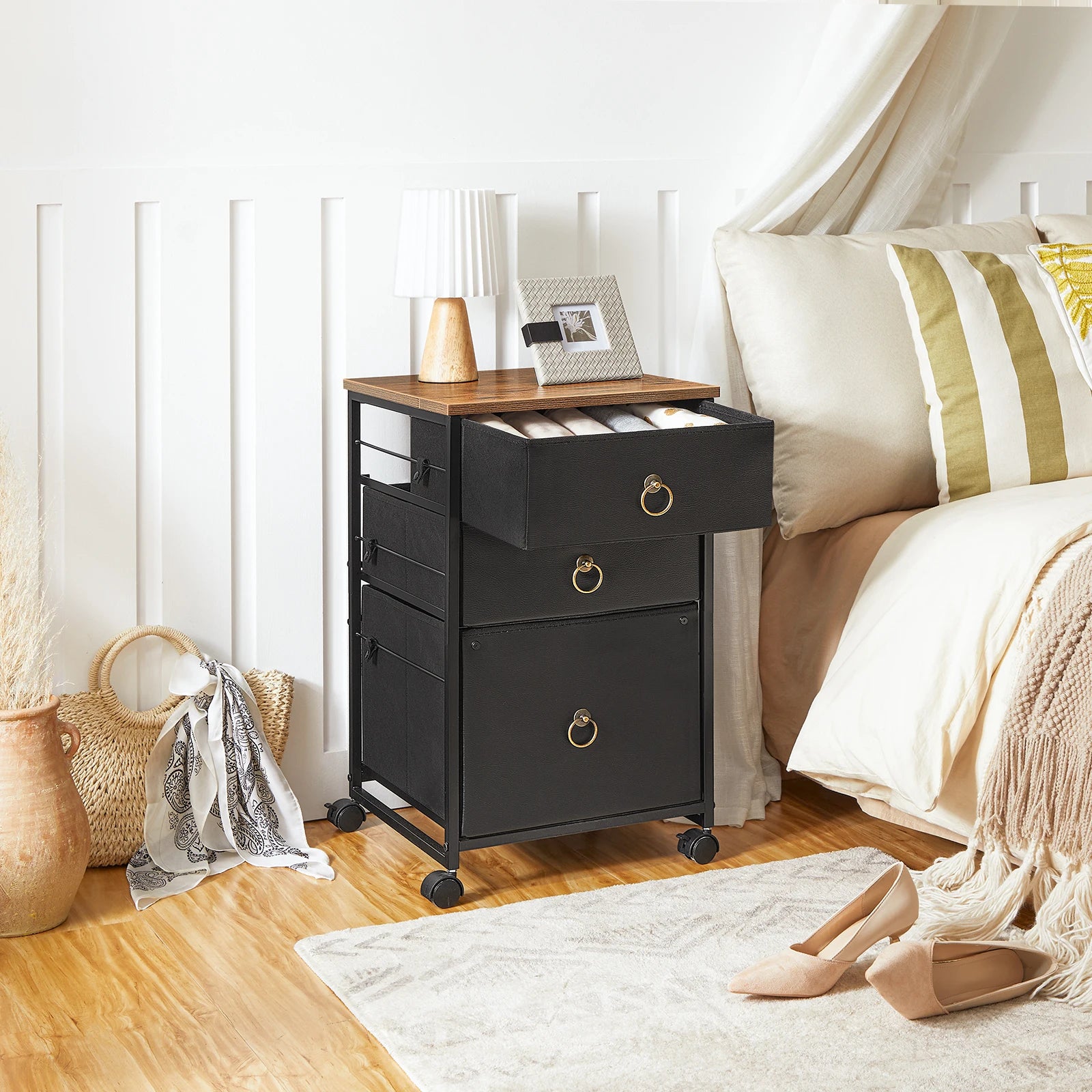 HOOBRO 3-Drawer Mobile File Cabinet Vertical Filing Cabinet Office Cabinet Filing Cabinet Rolling Printer Stand