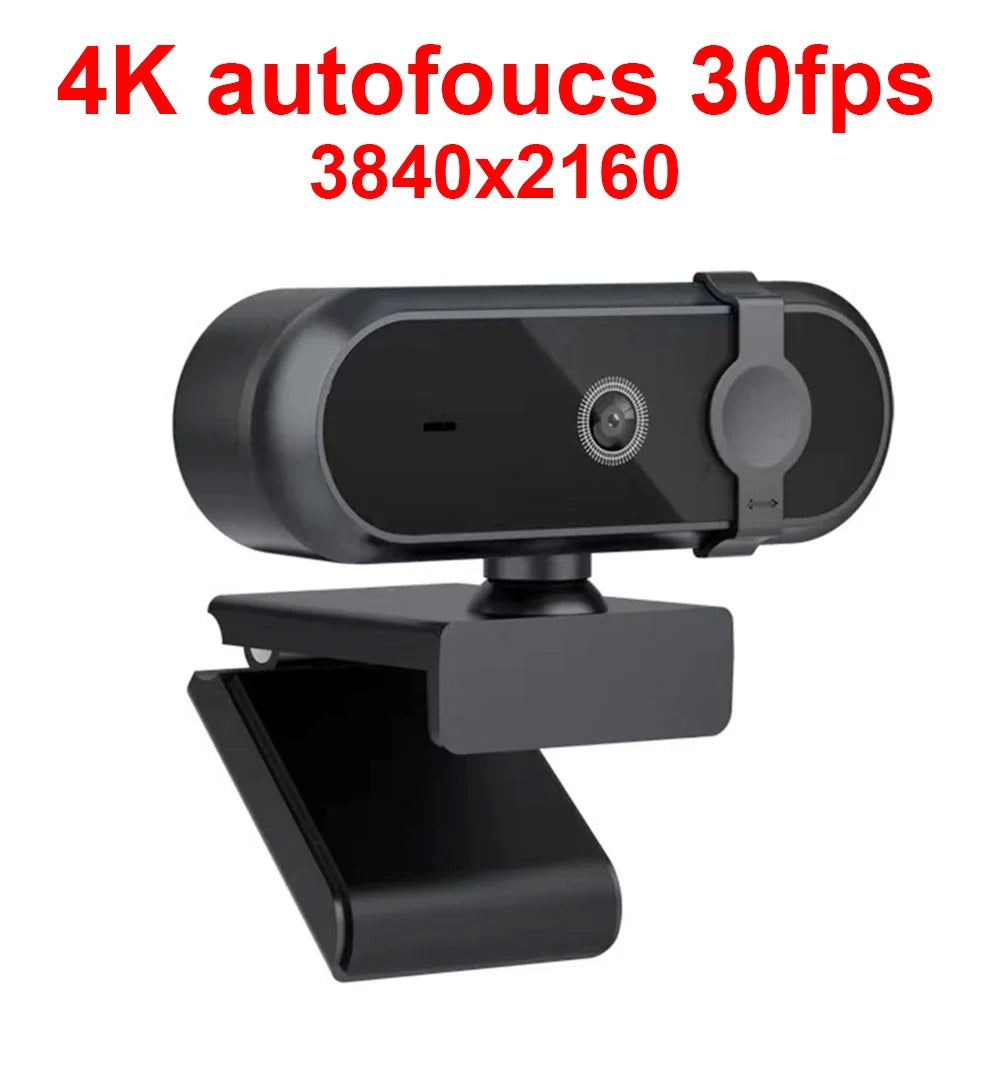 4K 2K Autofoucs Webcam 30fps Full HD Microphone for Gamer YouTube Live Video Calling Meeting Driver Free USB Plug