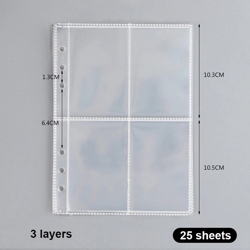 A4 A5 Loose-leaf PP Transparent Inner Leaf File Bag Test Paper Photo Card Storage Book Paper Organizer File Folder Set