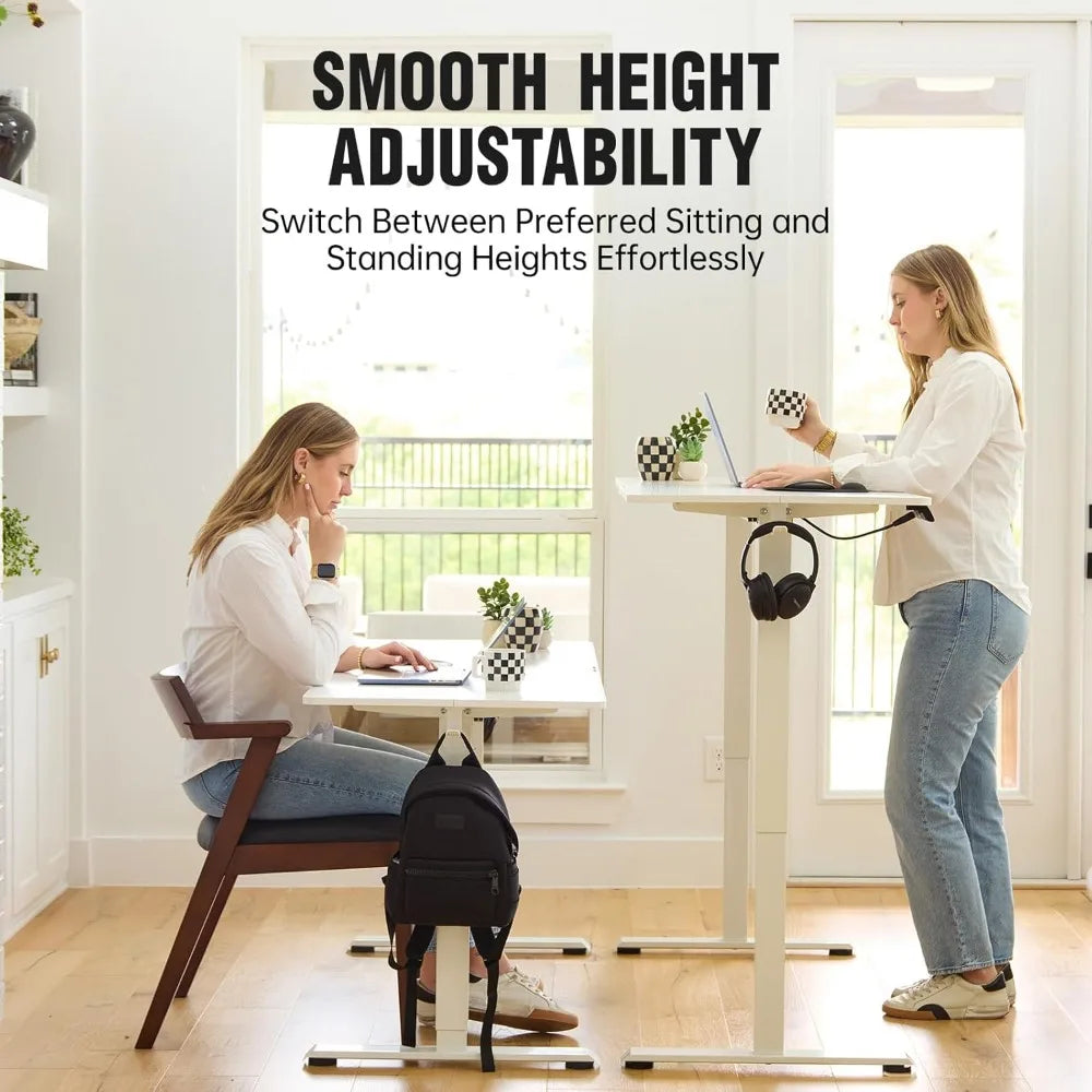 55 Inch Height Adjustable Sit Stand Up Wood Desktop Work Home Office Computer PC Table Tall Standup Workstation Gaming