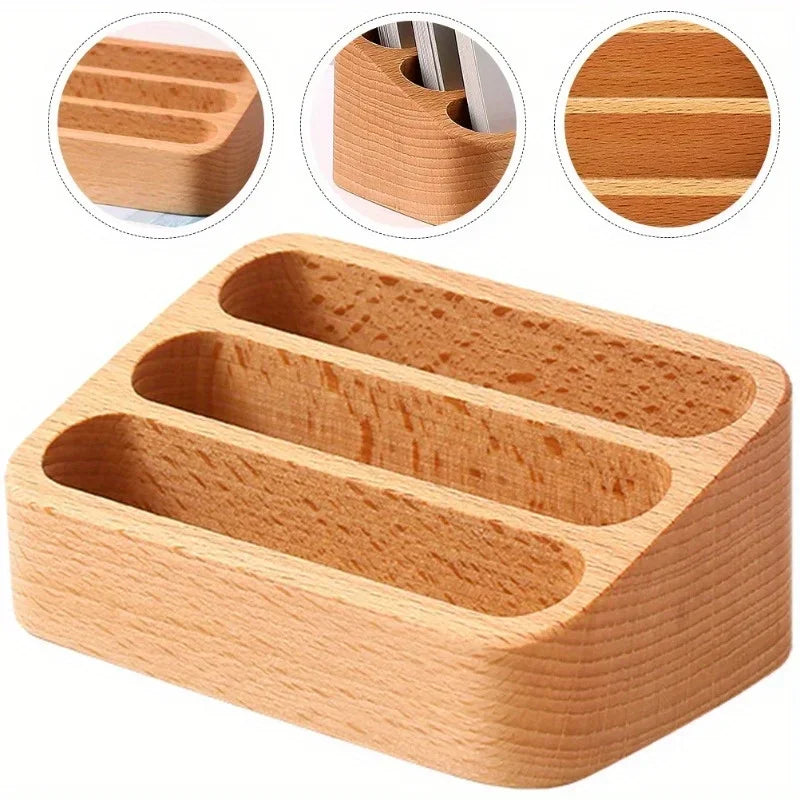 Wood Desktop Business Card Display Stand Business Card Holder Memo Holder Storage Wood Card Organizer for Office Table
