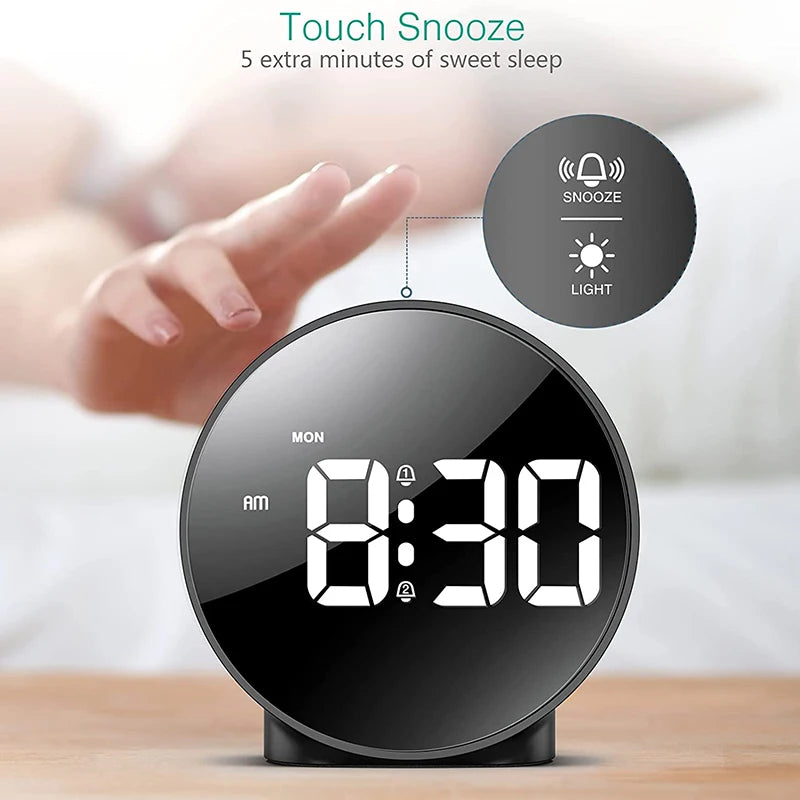 Portable Digital Travel Alarm Clock Week Display Dual Alarms Adjustable Brightness Desk Clock for Office Bedroom