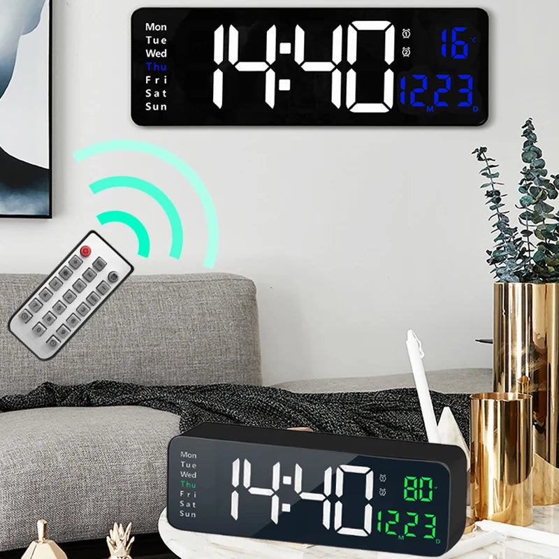 Smart Mute LED Electronic Wall Clock Modern Desk Clock Night Alarm Minimalist Thermometer Air Clock Home Decor